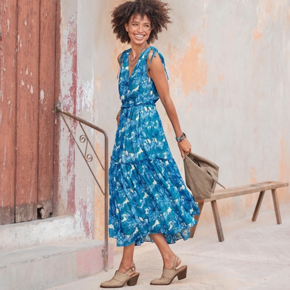 Sundance Vibrant Blue Floral Midi Dress